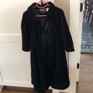 Elebini Girls Black Velvet Dress Coat